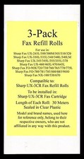 3-pack of UX-3CR Fax Film Refill Rolls for Sharp UX-460 UX-465L UX-470 UX-645L