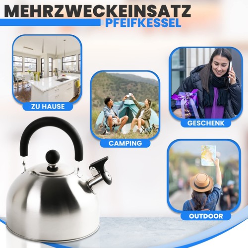 Wasserkessel in Silber Pfeifkessel automatische Öffnung GASHERD INDUKTION 2.5L - Bild 8 von 18