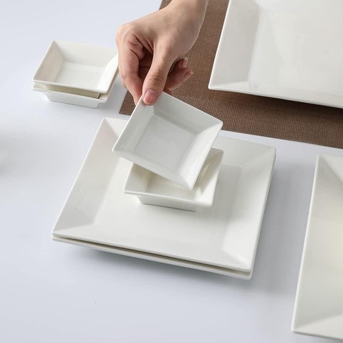 24-Piece Classic Square Dinnerware Set for 6 White Porcelain - AU Free Shipping - Picture 4 of 9