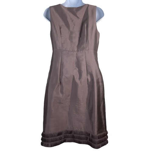 Boden US 6 Women's Sleeveless Dress Taupe Shimmer Neutral Mother Of Bride Silk - Picture 2 of 6