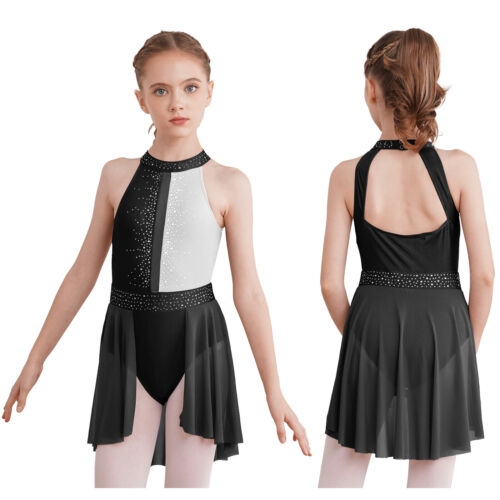AU Girl's Lyrical Dance Dress Rhinestone Gymnastic Leotard Contemporary Costume - Picture 48 of 102