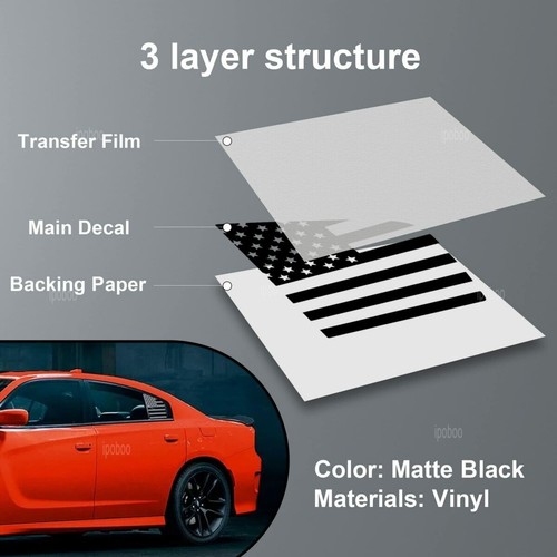Calcomanía de vinilo negra bandera de Estados Unidos pegatina ventana cuarto lateral para Dodge Charger 2011-22 - Imagen 3 de 7