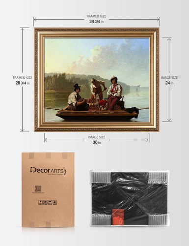 DECORARTS Barcaioli sul Missouri, Stampa Giclée su Tela, Realismo Wall Art - Foto 22 di 51