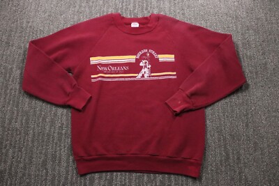 JERZEES Vintage 80s New Orleans Bourbon Street Women's Med Crewneck Sweater Red