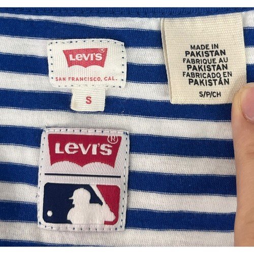 Levi's Damen T-Shirt V-Neck Chicago Cubs S blau weiß gestreift Baseball - Bild 4 von 4
