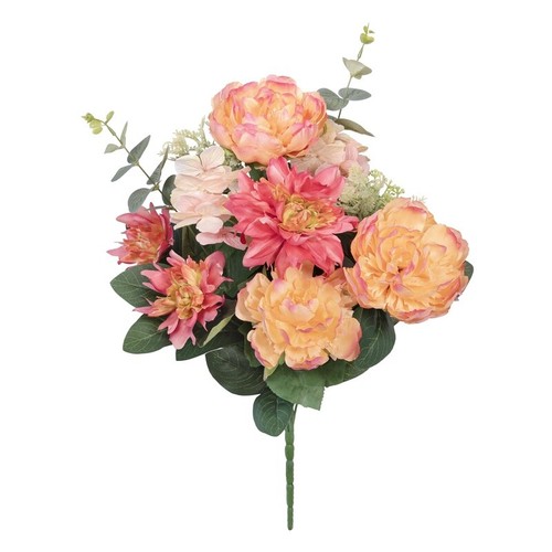 23 In Artificial Flower Bouquet Peony Dahlia Eucalyptus Greenery Indoor Decor US - Picture 2 of 9