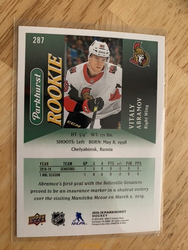2019-2020 Parkhurst Hockey Vitaly Abramov Rookie - Picture 2 of 2