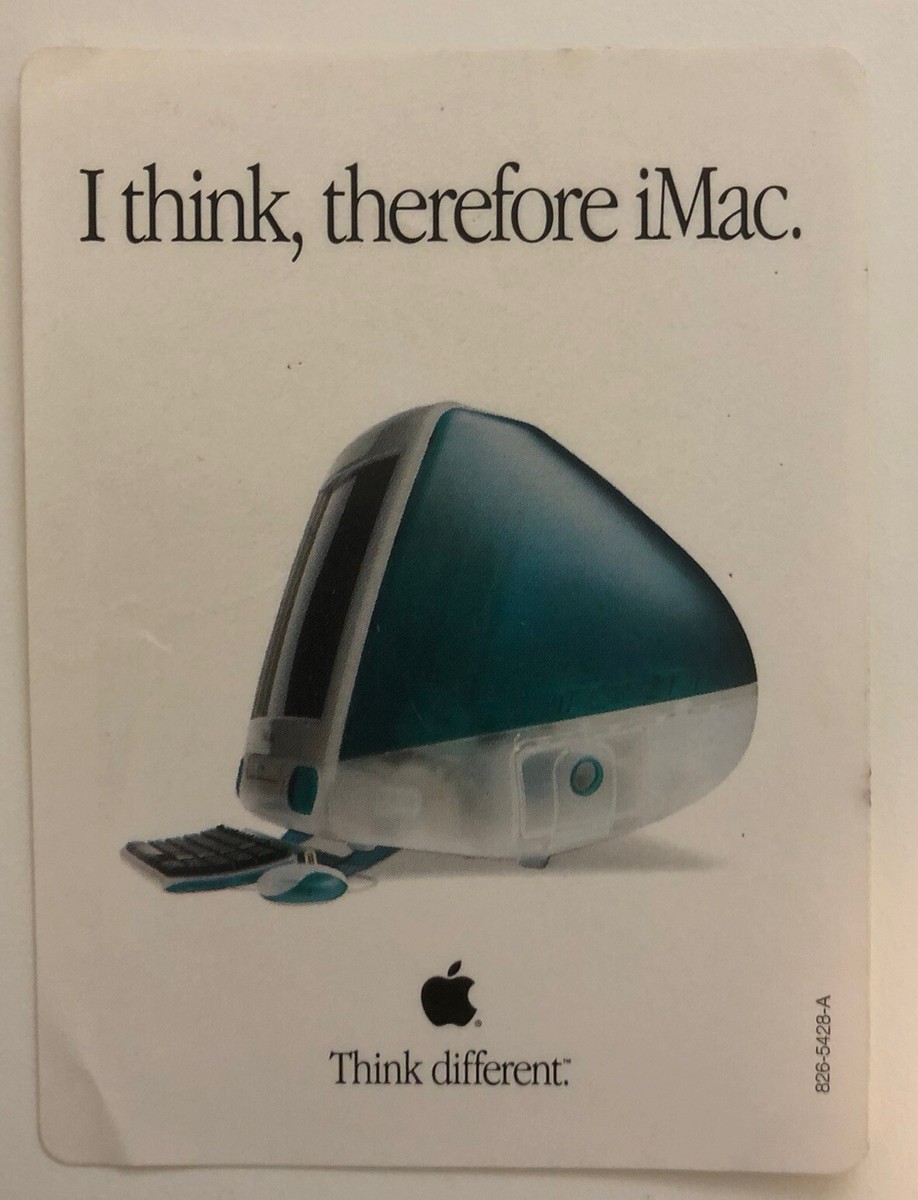 Vintage Sticker Apple iMac Computer “I think, therefore iMac