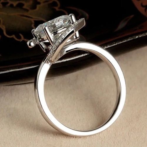 2.30 Ct Simulated Round Cut Diamond Bypass Engagement Ring 925 Sterling Silver - Picture 5 of 5