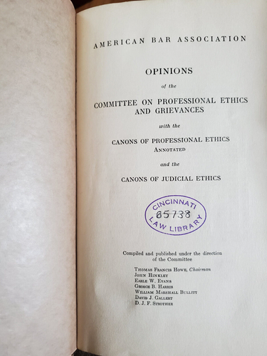 1924 Opinions of Committee Professional Ethics & Grievances Book - American Bar - Picture 2 of 6