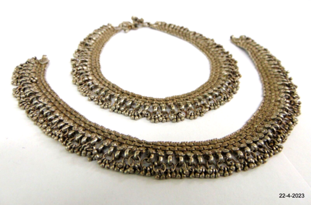 Vintage Antique Ethnic Tribal Silver Anklet Chain Feet Bracelet Pair Handmade Vintage Antique Ethnic Tribal Silver Anklet Chain Feet Bracelet Pair Handmade