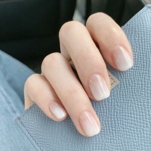 Acrylic-Press-On-Nails-White-Gradient-Square-Head-Designed-Manicure-False-Decors