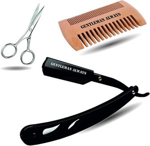 beard grooming kit with straight razor