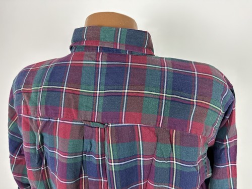 Camisa De Colección Años 80 Abotonada Hombres XL Delgada Azul Marino Rojo A Cuadros Ligera Informal Galope - Imagen 10 de 16