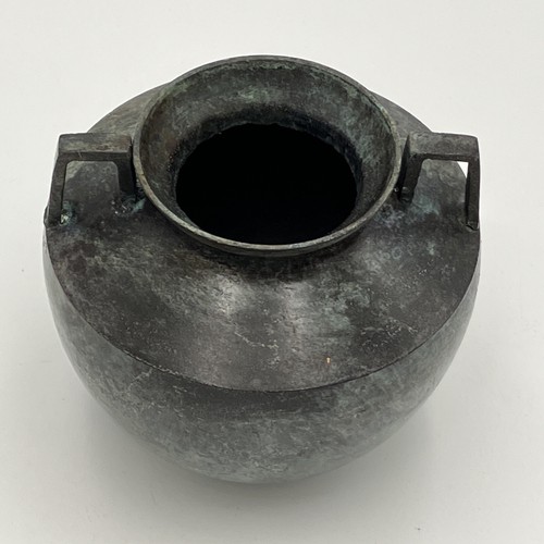 VTG Blotted Green Patina Brass Grecian Vase Handles Art Deco Ritual Urn 4x5 - Picture 2 of 7
