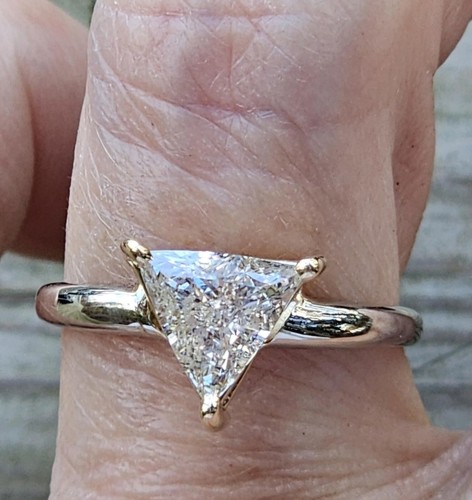 Natural Trillion Diamond Solitaire - Picture 6 of 8