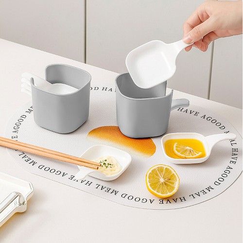 7 Pieces Sauce Dish Set Plastic Seasoning Plate Sauce Bowl with Handle and Rack - Picture 3 of 10