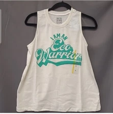 NEW Modern Lux Women’s Eco Warrior Graphic Tank Top - OFF WHITE - SMALL
