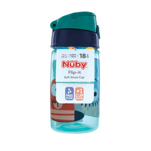 Cantina de paja suave activa Nuby Flip-It - sin derrame - cubierta higiénica - 14 oz/420 ml - Imagen 10 de 17