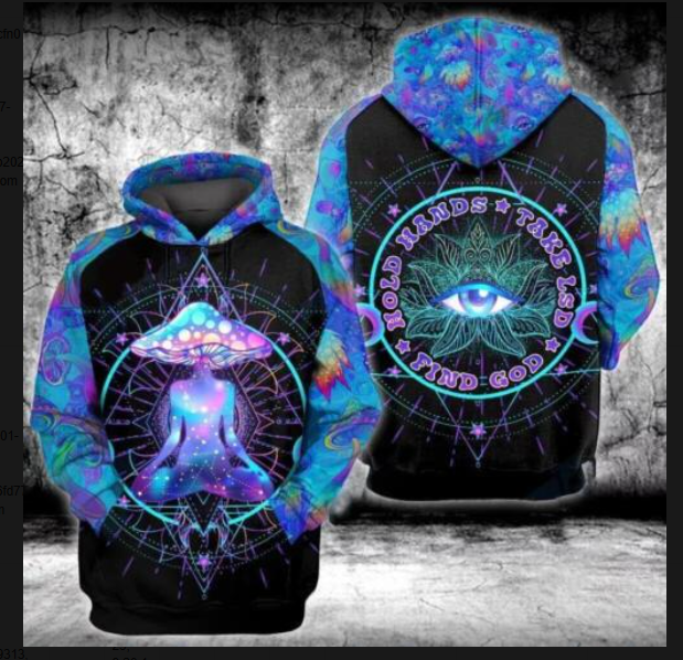 Trippy 3D Psychedelic Mushroom Hoodie with Nature-Inspired Prints