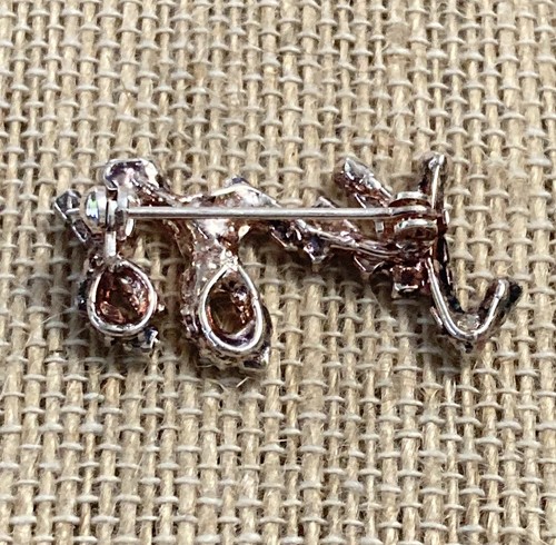 VTG Jazz Script Spell Out Clear Rhinestone Brooch Pin - Picture 3 of 5