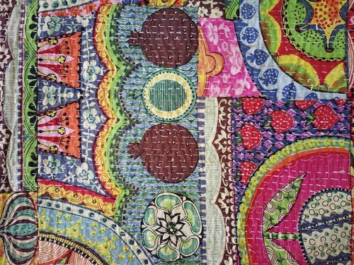 Indian Handmade Cotton Kantha Quilt King Size Bedspreads Coverlet Bedcover Quilt - Picture 2 of 5
