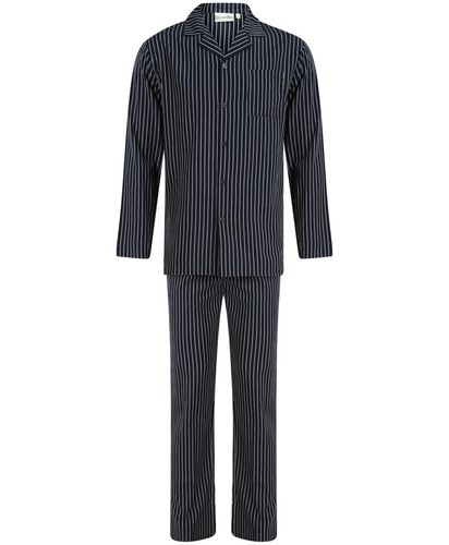 Navy Striped Pyjamas Set Mens Cotton Walker Reid Button Down Nightwear PJs - Picture 13 of 21