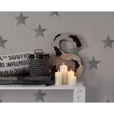Papier Peint AS Creation Star Pattern - Motif étoiles Texturé, Gris, 10.05m X 0.53m - Neuf