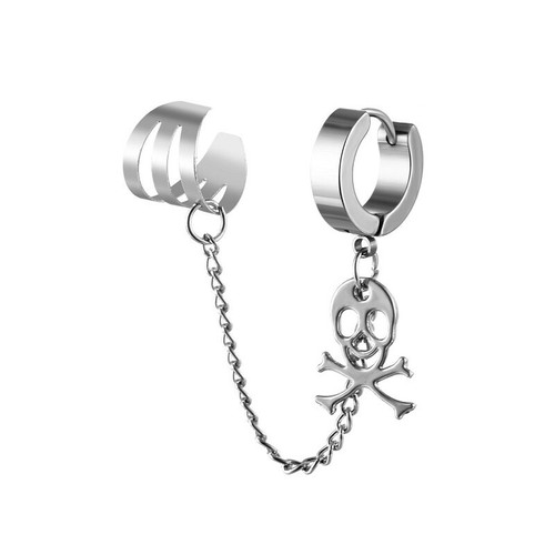 PAIR Men Women Chain Dangle Ear Cuff Hoop Earrings Ear Piercing Punk Jewellery - Picture 22 of 25