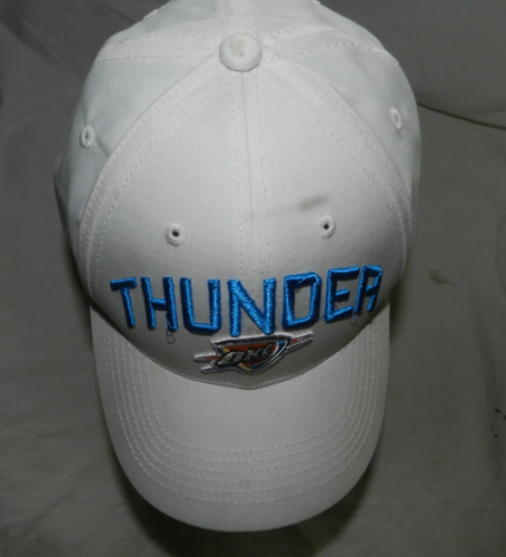 OKC Thunder Embroidered Logo NBA White Adjustable Snapback Hat Ballcap - Picture 2 of 11
