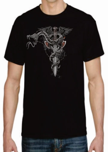 Erwachsene DryBlend® T-Shirt - ( DRACHENRASSEL SCHLANGENSCHWERT - BIKER / CHOPPER / SNAKE ) - Bild 36 von 41