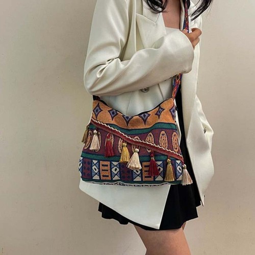 Vintage Bohemians Women Crossbody Bag Tassel Ethnic Hippie Sling Shoulder Bag AU