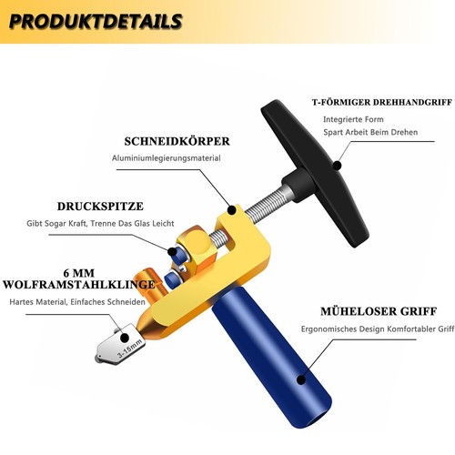 Professional 2 in1 Easy Glide Glass Tile Cutter Tile Ceramic Manual Cutting Tool - Picture 7 of 8