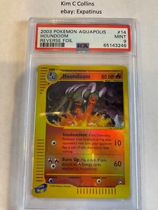 Pokemon 2003 WOTC Aquapolis Houndoom Reverse Holo  #14 PSA 9 Mint
