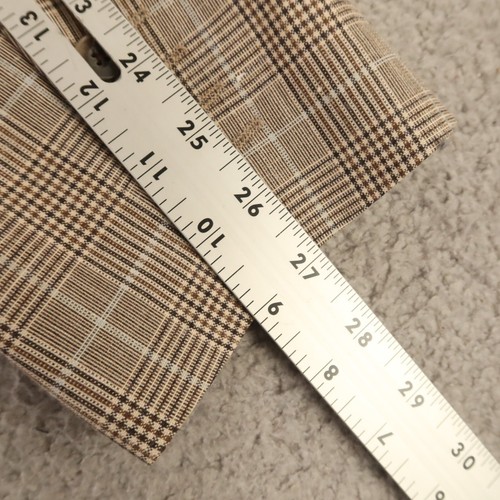 Prince of Wales Check Jacket L Brown Wool Unlined Unstructured Blazer 44L NEW - Picture 17 of 17