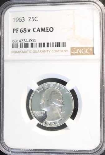 1963 Washington Quarter NGC Graded PF68* CAMEO!