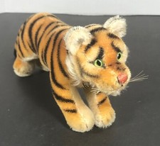 STEIFF Tiger Cat 1950s Mohair Plush 14cm with ID Hang Tag - No Button Vintage