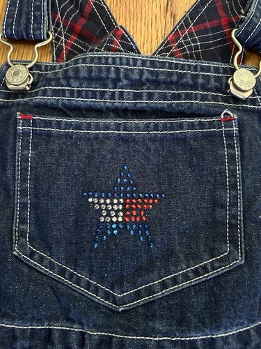 Vintage Tommy Hilfiger Kids Denim Overalls Size 6x Youth VTG Blue Jeans Logo - Picture 4 of 9