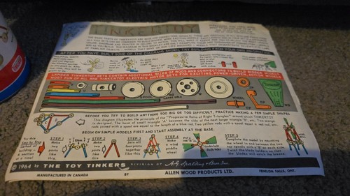 VINTAGE 1964 - TINKERTOY ORIGINAL JUNIOR BUILDING SET - Picture 6 of 13