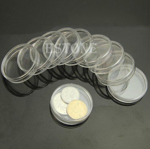10PCS Applied Round Clear Cases Coin Storage Capsules Holder Round Plastic 37mm - Bild 2 von 8