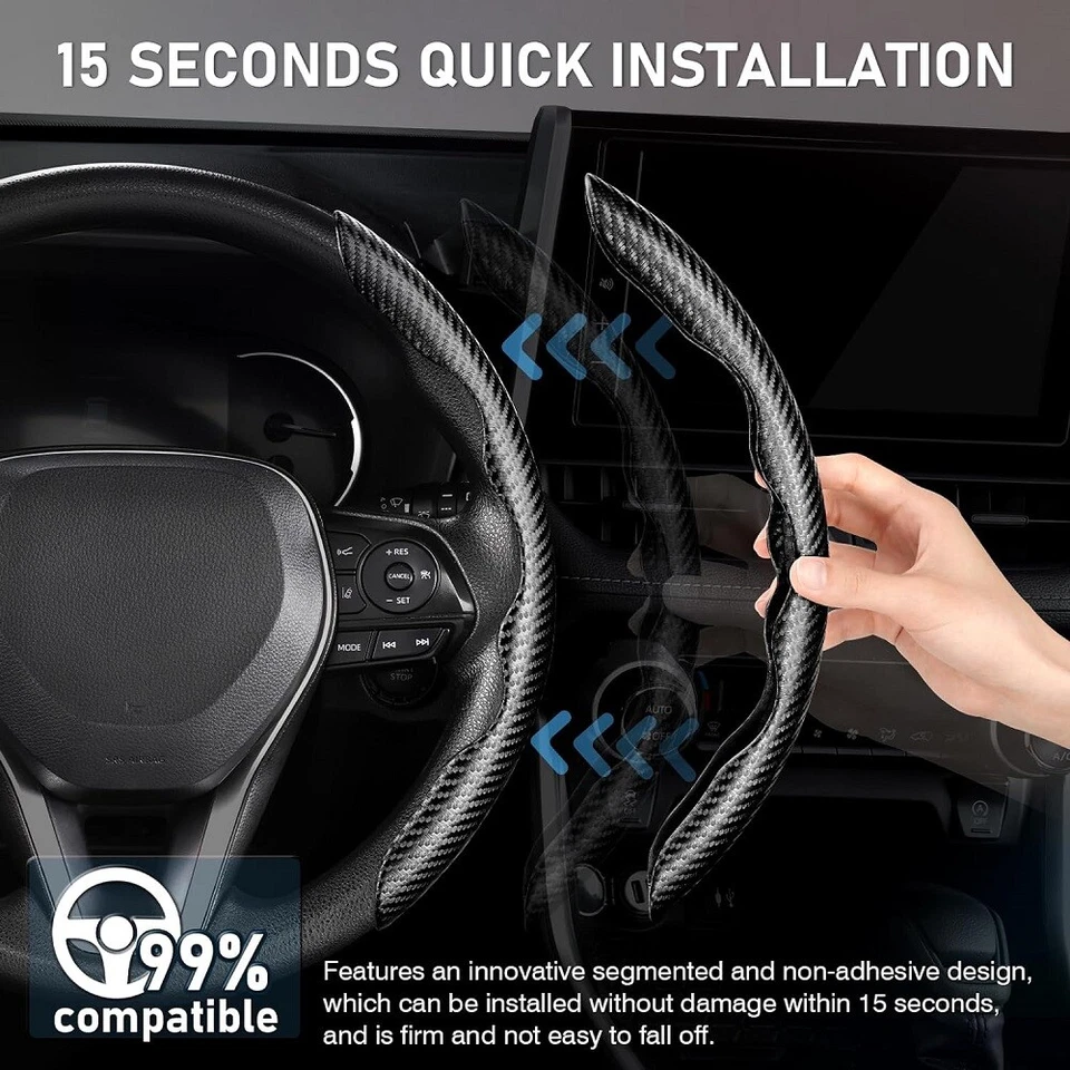 Universal Carbon Fiber Car Steering Wheel Booster Cover Non-Slip Car Accessories - Image 4 of 4