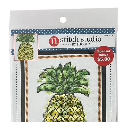 Watercolor Pineapple by Stitch Studio Nicole NEW Pineapple Kit Cross Stitch NEW - Picture 2 of 5