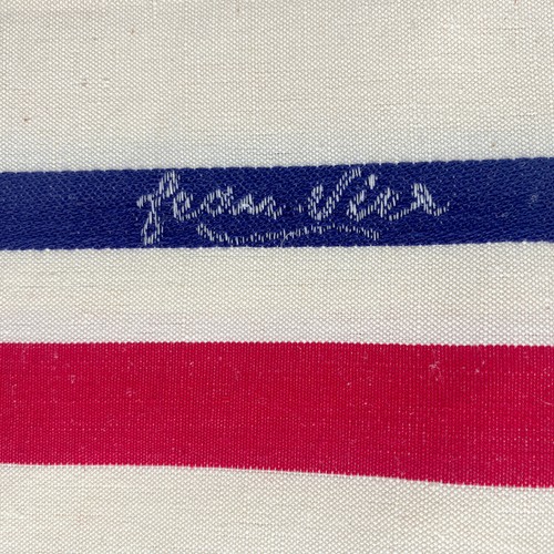 La Basque Maison Jean Vier Tablecloth Ivory Blue Red Cotton Linen Stripe 88x63 - Picture 7 of 10