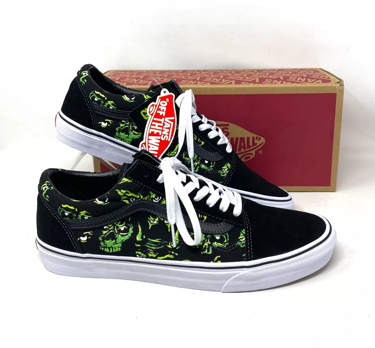 VANS Old Skool Low Top Black Green Canvas Suede Men s Size