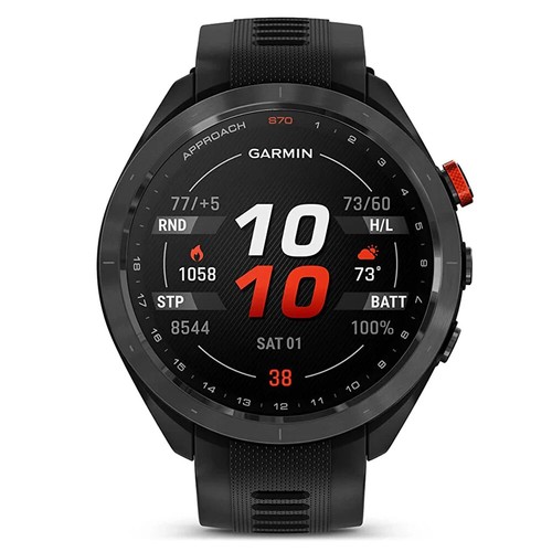 Garmin Approach S70 Black Ceramic Bezel Black Silicone Band 47mm GPS Golf Watch