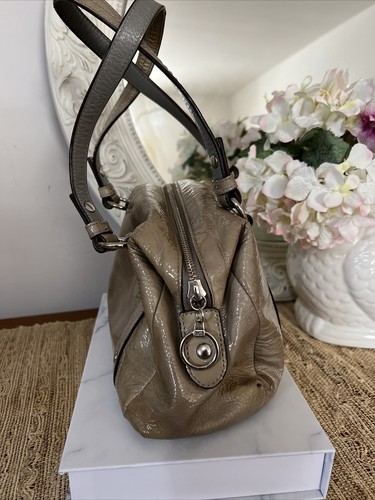 Coach Audrey Gray Patten Leather Satchel Shoulder Bag purse handbag Perforated - Picture 5 of 21