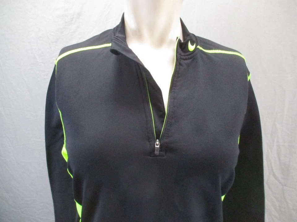 NIKE DRI-FIT HYPERWARM MAX Size M Womens Black 1/2 Zip Compression Pullover 582 Foto 2 de 4