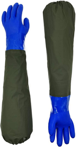 Lange wasserdichte Gummihandschuhe, Teichhandschuhe, 28" schulterlang isoliert PVC Co - Bild 10 von 12