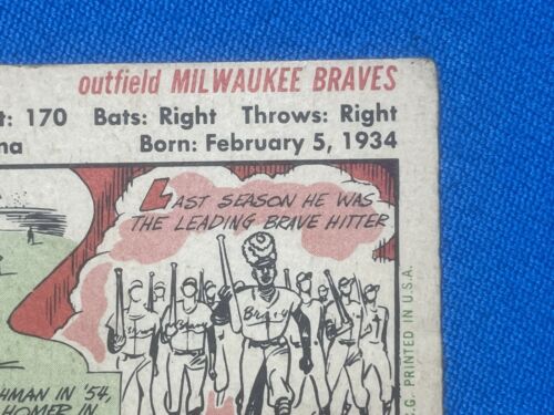 1956 Topps #31 Hank Aaron Milwaukee Braves - HOF - AUTENTICO - BEI COLORI - Foto 10 di 12