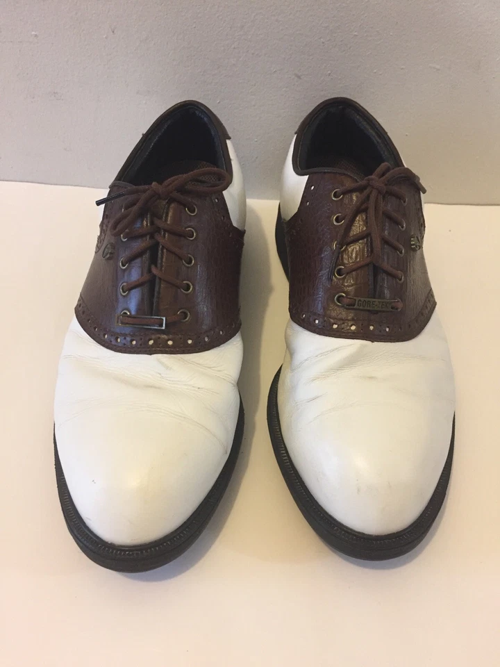 Мужские кожаные туфли для гольфа WALTER HAGEN, размер 10 M, белые коричневые, бывшие в употреблении - Изображение 2 из 4